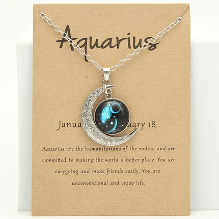 Luminous Zodiac Cross Pendant Necklace
