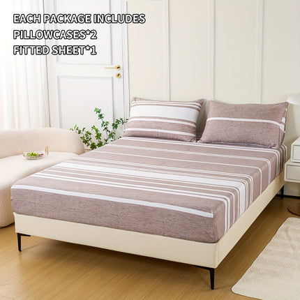Striped Print Bedding Set - Soft, Comfortable All-Season Set