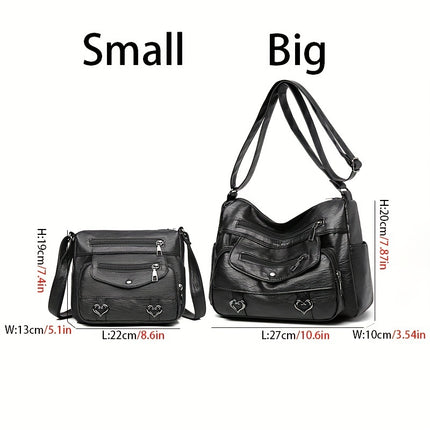 Retro Heart Decor Crossbody Bag