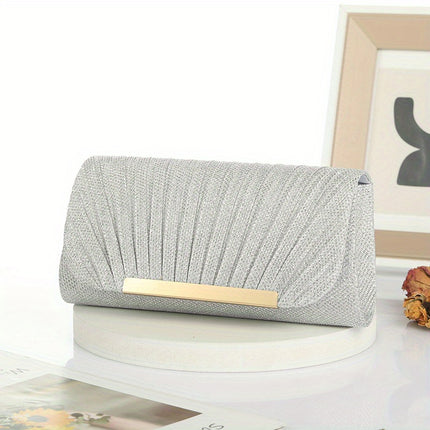 Elegant Pleated Chain Evening Clutch