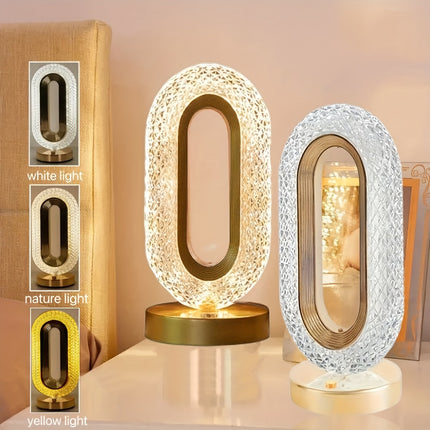Mini USB Luxury Crystal Table Lamp - Elegant Bedside Nightlight