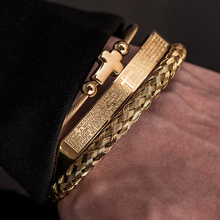 2pcs Men's Quartz Watch & Bracelet Set