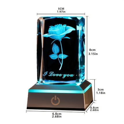 3D Rose Crystal LED Lamp - Romantic & Memorable Gift