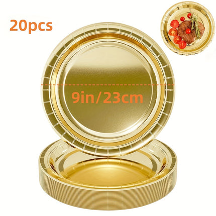 10/20Pcs Golden Disposable  Paper Plates