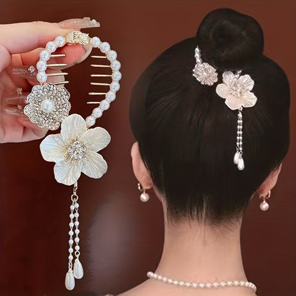Camellia Tassel Ponytail Clip