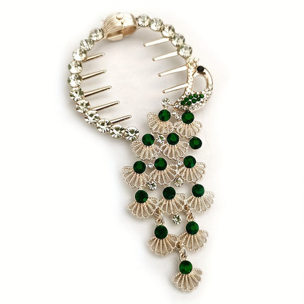 Elegant Peacock Rhinestone Bun Buckle