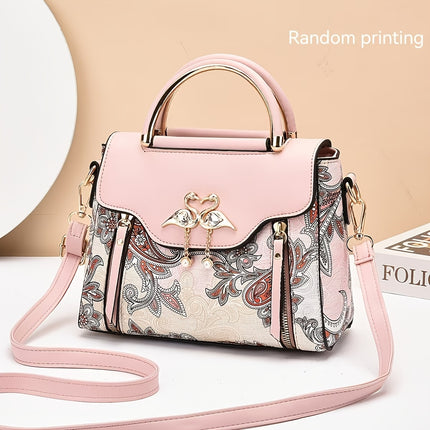 Geometric Print Faux Leather Handbag