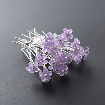 20pcs Rhinestone Flower U Hairpins