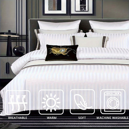 Luxury White Satin 3pcs Duvet Cover Set