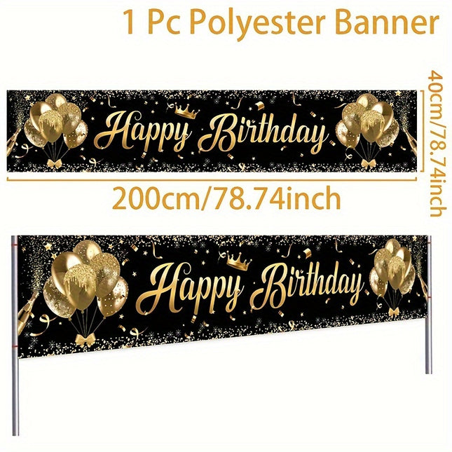 Celebrate in Style with Black & Gold Birthday Banner!
