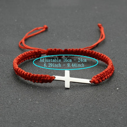 Men's Braided Stainless Steel Cross Bracelet