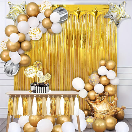 2 Packs Set of Foil Streamer Fringe Backdrop & Tinsel Metallic Decoration