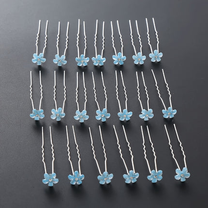 20pcs Rhinestone Flower U Hairpins