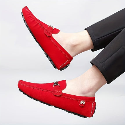 Men's Moccasin Loafers with Metallic Decor