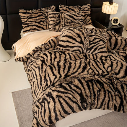 Plush Zebra Print Duvet Set