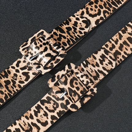 Leopard Print Wide PU Belt