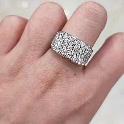 Elegant Pave Design Copper Band Ring