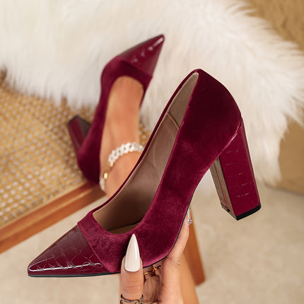 Embossed Flannel High Heel Pumps