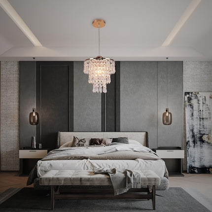 Modern Mini Crystal Chandelier - 3-Tier Raindrop Design