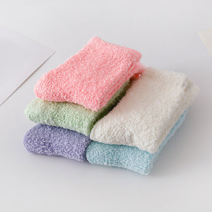 Solid Fuzzy Non-Slip Socks (5 Pairs)