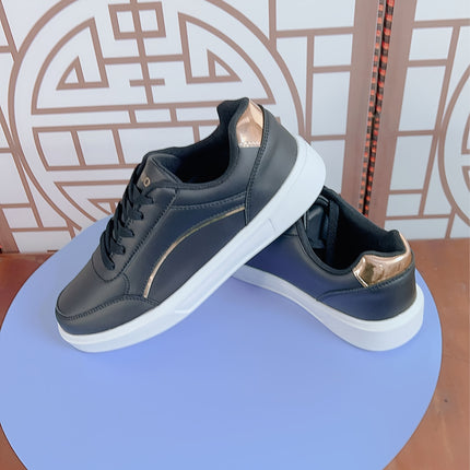 Women's Solid Color Lace-Up Sneakers