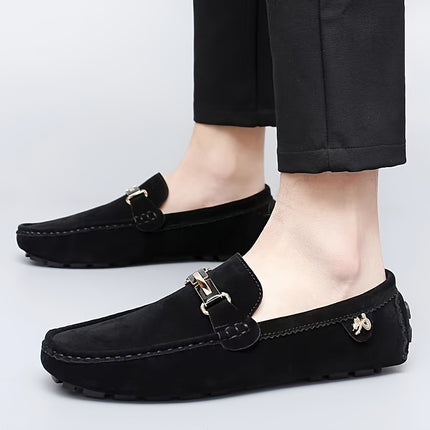 Men's Moccasin Loafers with Metallic Decor