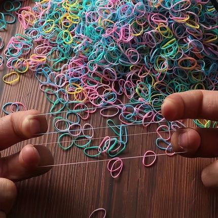 1000pcs Colorful Disposable Rubber Bands