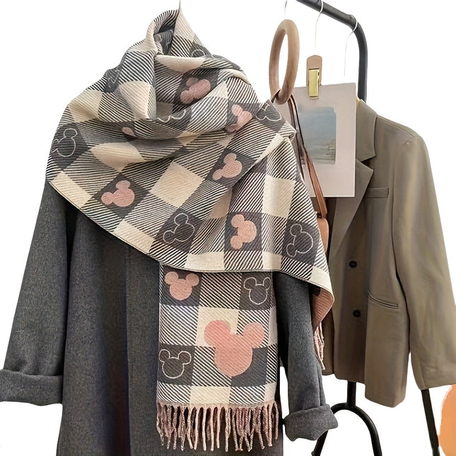 Elegant Double-Sided Heart Check Scarf