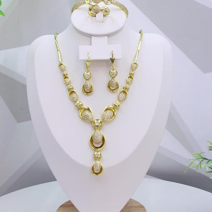 5pcs Flower & Water Drop Jewelry Set