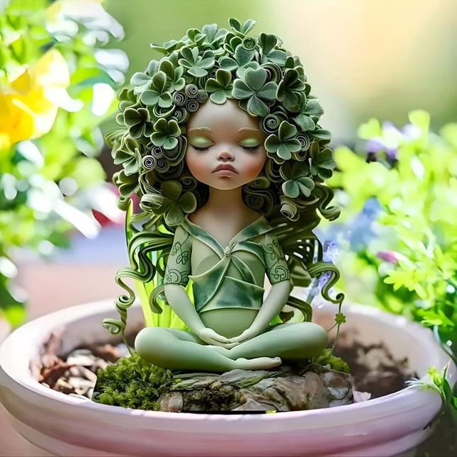 Whimsical Green Leaf Fairy Garden Stake