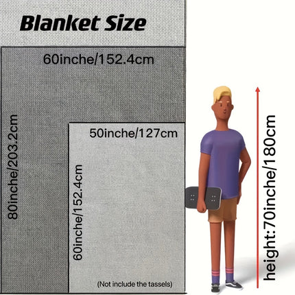 Knitted Throw Blanket with Tassels - Lightweight & Cozy