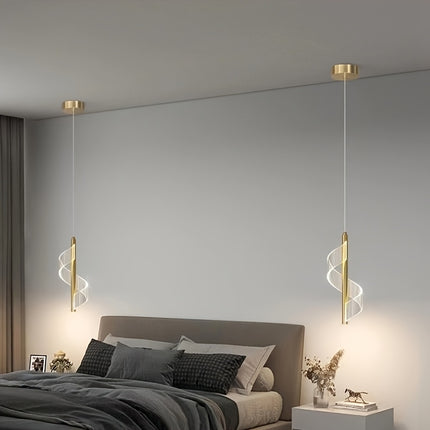 Chic Golden Pendant Light – Adjustable Height & 3-Color Changing