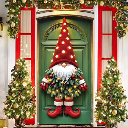 Merry Christmas Gnome Door Banner – Holiday Porch Decoration - Monti Bargains