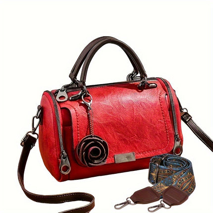 Vintage Boston Flower Satchel Bag