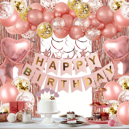 Rose Gold Birthday Party Decor Set – Perfect for Her