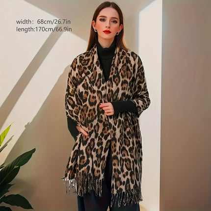 Bohemian Leopard Print Fleece Scarf