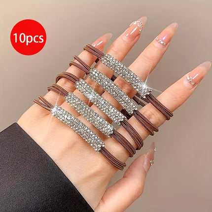 Glitter Rhinestones Hair Ties (5/10pcs)