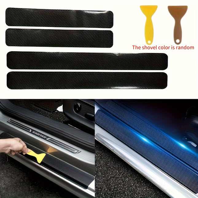 5pcs Carbon Fiber Door Sill Protectors – Scratch & Dirt Guard