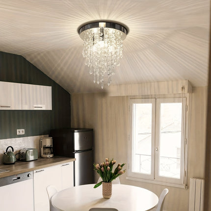Mini Crystal Flushmount Chandelier - Elegant Chrome Ceiling Light