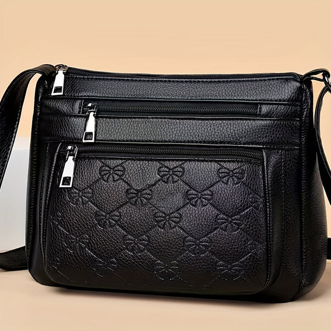 Elegant Black Faux Leather Crossbody