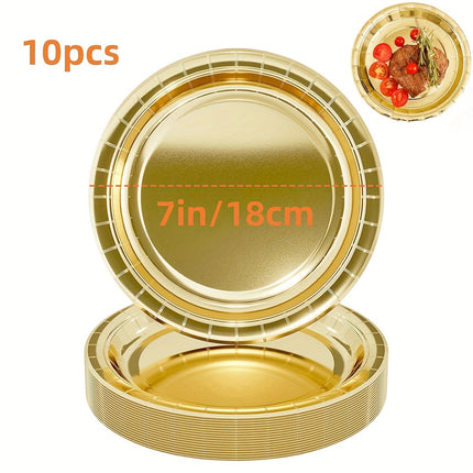 10/20Pcs Golden Disposable  Paper Plates