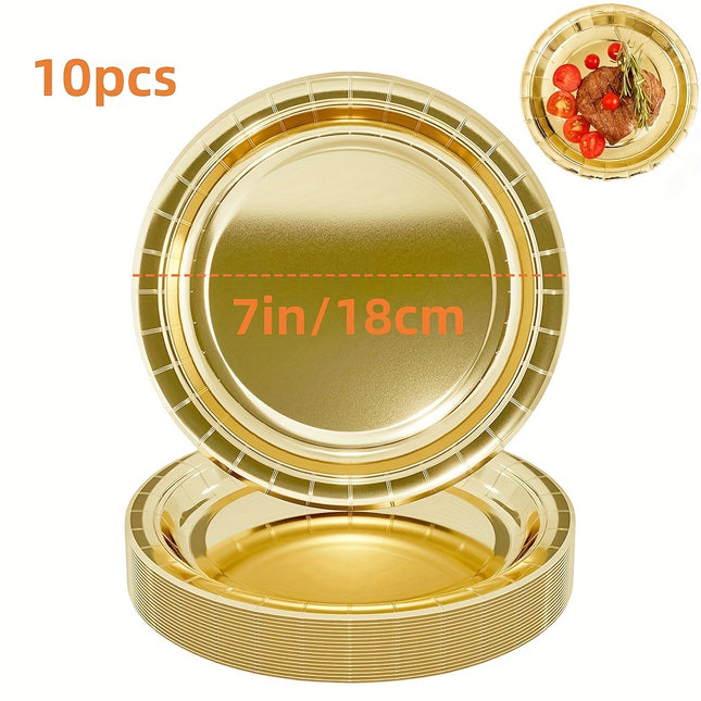 10/20Pcs Golden Disposable  Paper Plates