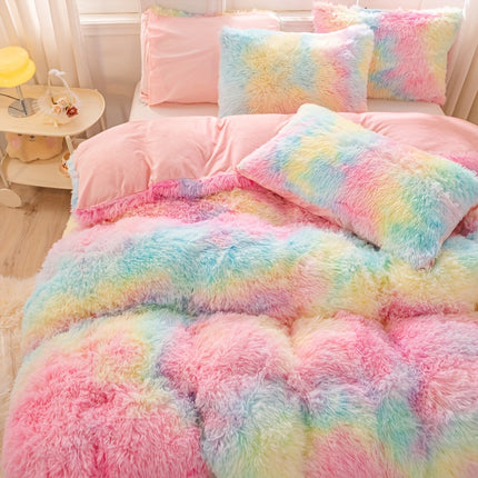3pcs Tie-Dye Plush Duvet Set – Soft Winter Comfort