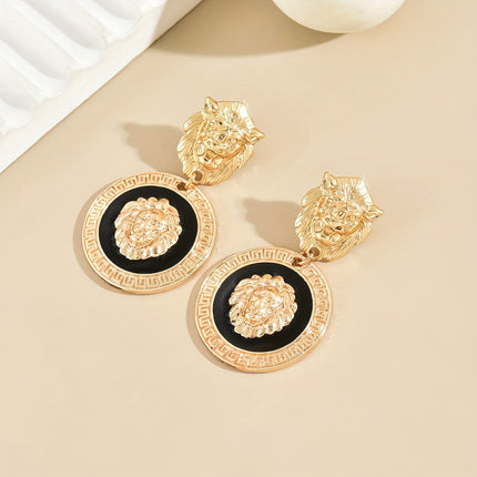 Vintage Baroque Lion Drop Earrings