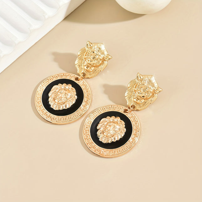 Vintage Baroque Lion Drop Earrings