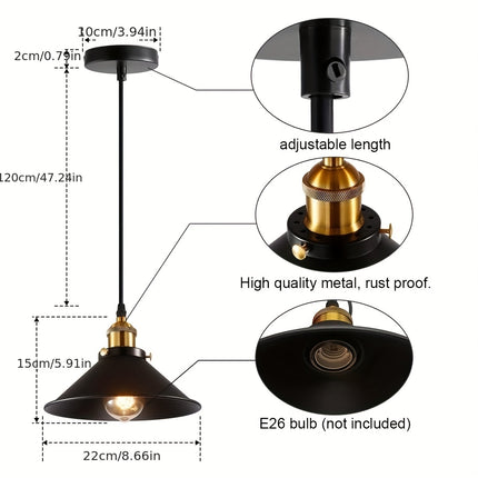 3-Piece Industrial Pendant Lamp Set – E26/E27, Gift Included