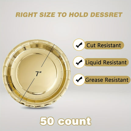 10/20Pcs Golden Disposable  Paper Plates