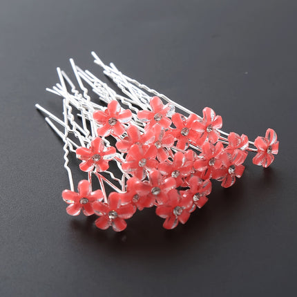 20pcs Rhinestone Flower U Hairpins
