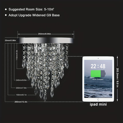 Mini Crystal Flushmount Chandelier - Elegant Chrome Ceiling Light