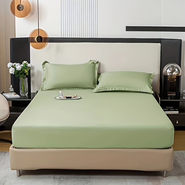Soft Solid Color Fitted Sheet Set - 3pcs, Breathable Comfort